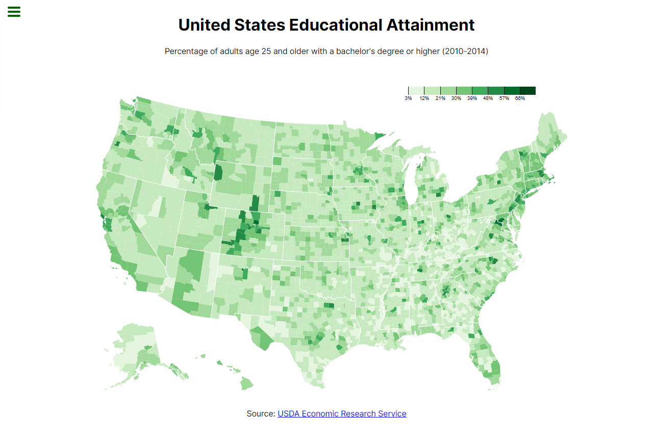 Screenshot of the Choropleth Map Visualization project