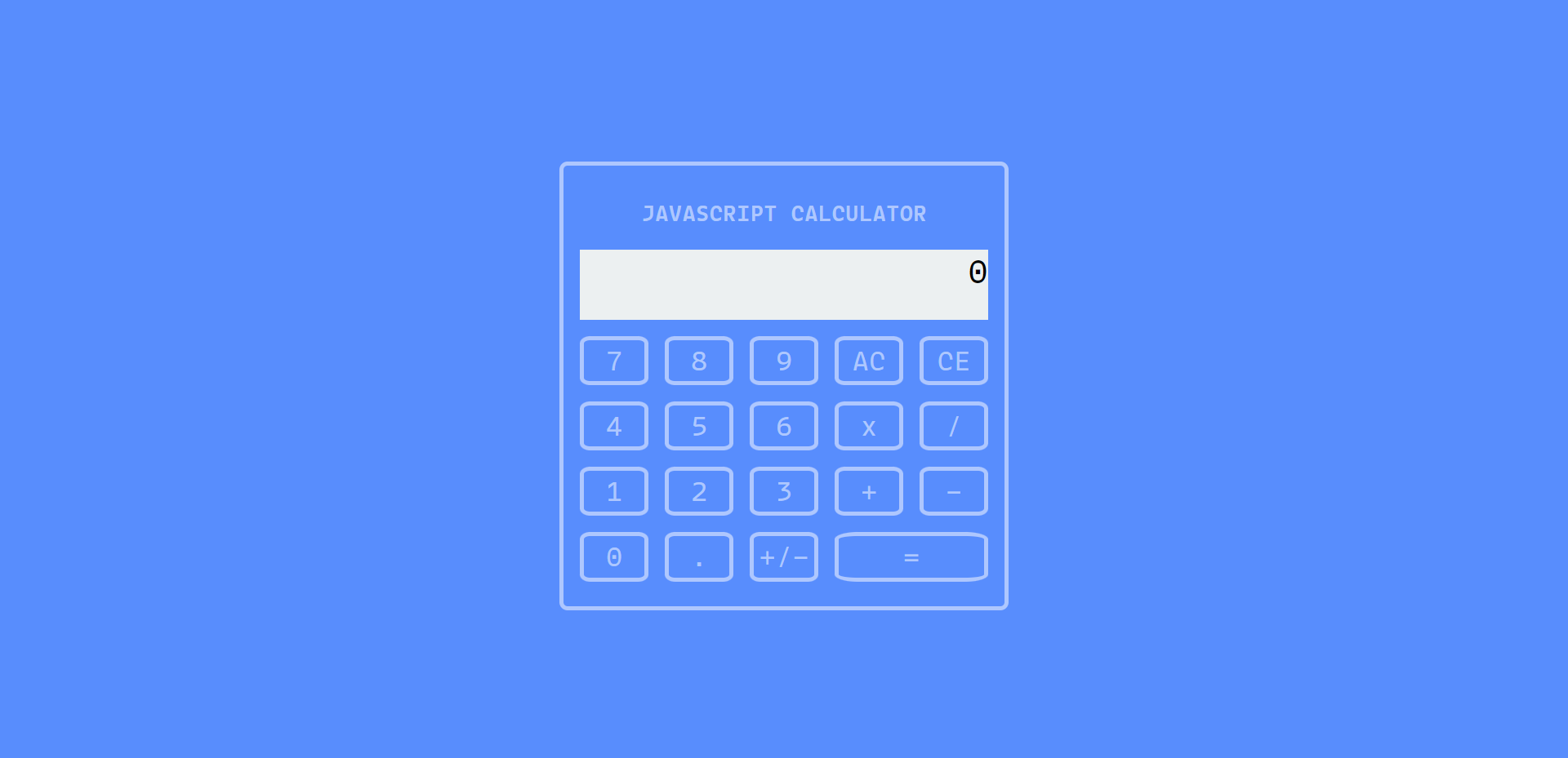 Screenshot of the JavaScript Calculator project