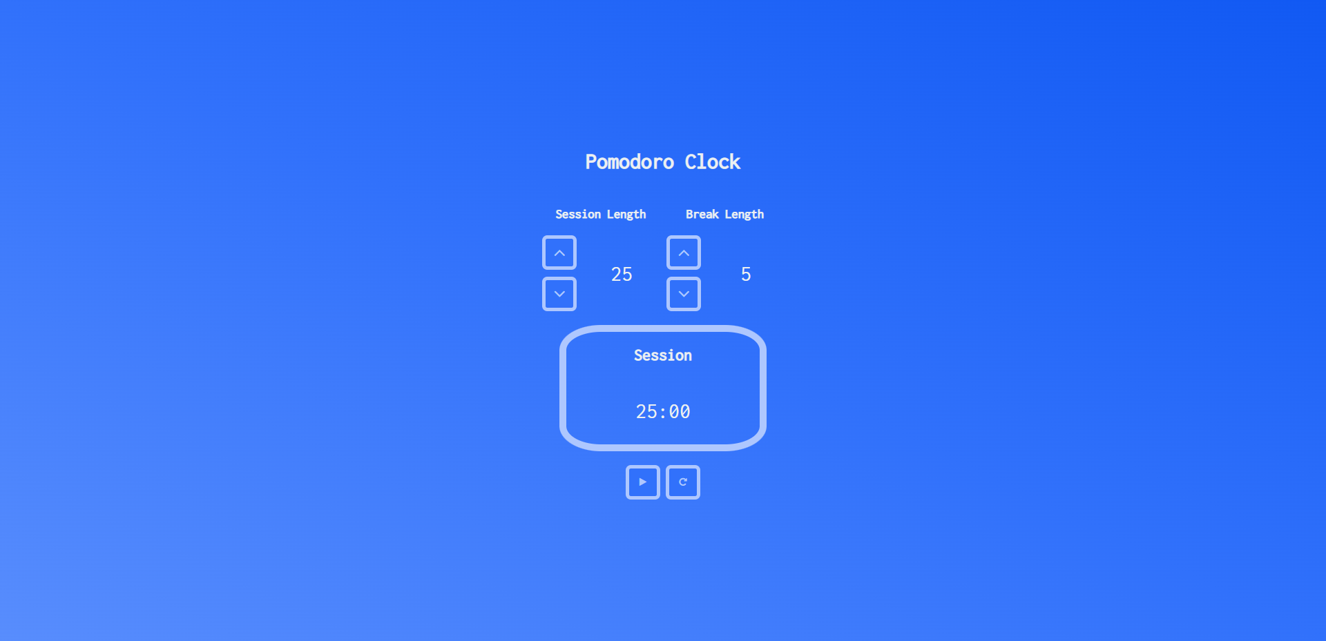 Screenshot of the Pomodoro Clock project