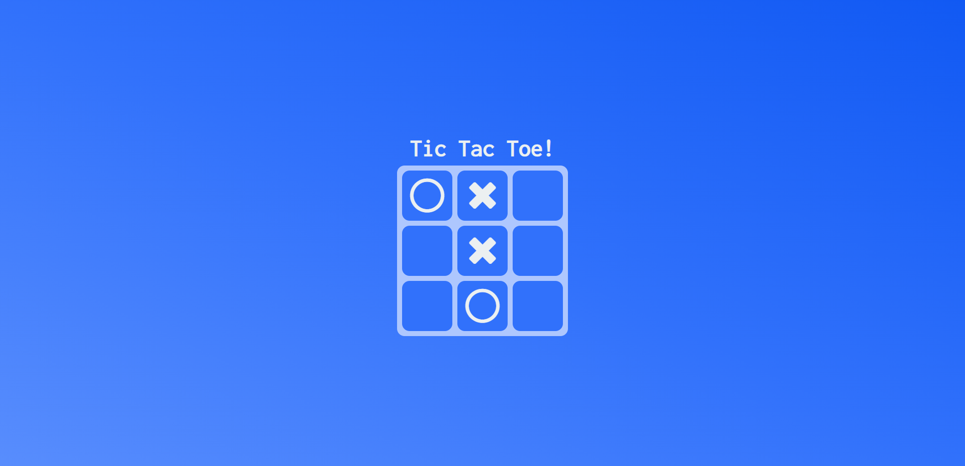 Screenshot of the Tic Tac Toe project