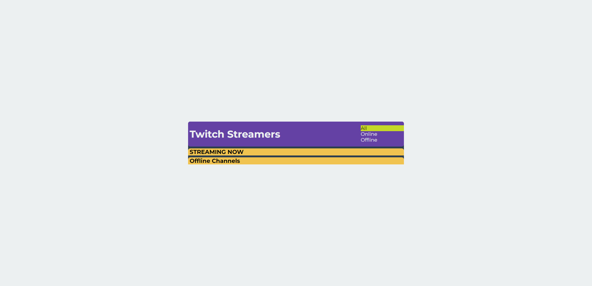 Screenshot of the Twitch Viewer project